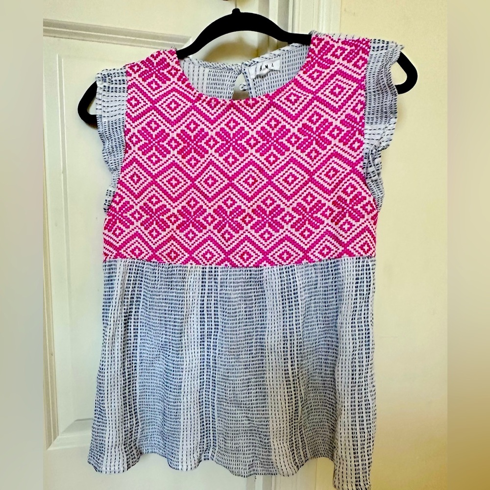Pink and White Top